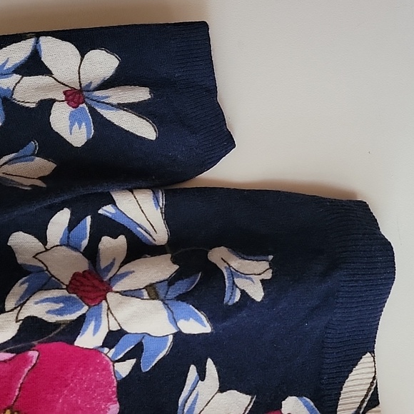 Talbots Floral Cashmere Sweater - Pink and Navy - Picture 4 of 6